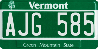 VT license plate AJG585