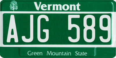 VT license plate AJG589