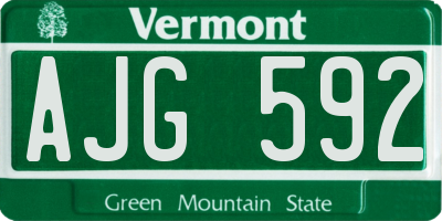 VT license plate AJG592