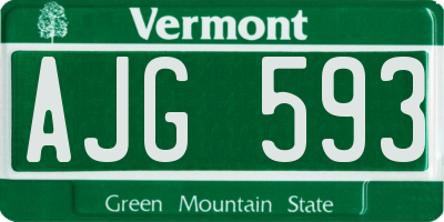 VT license plate AJG593