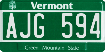VT license plate AJG594