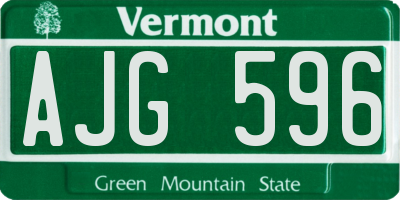 VT license plate AJG596