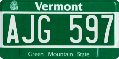VT license plate AJG597