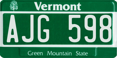 VT license plate AJG598