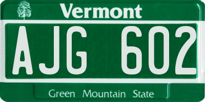 VT license plate AJG602