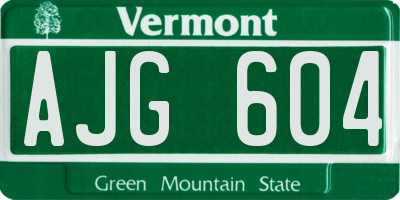 VT license plate AJG604