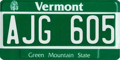 VT license plate AJG605