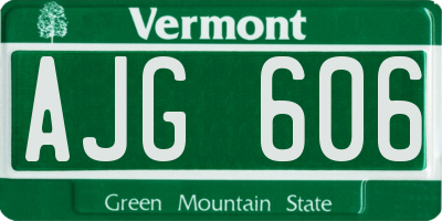 VT license plate AJG606