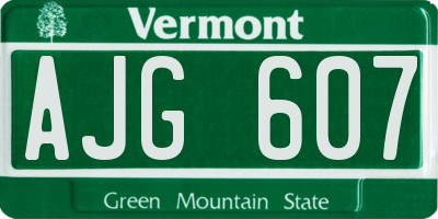 VT license plate AJG607