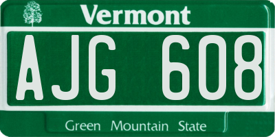 VT license plate AJG608
