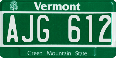 VT license plate AJG612