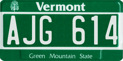 VT license plate AJG614
