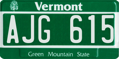 VT license plate AJG615