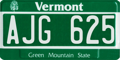 VT license plate AJG625
