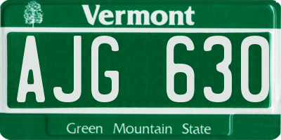 VT license plate AJG630