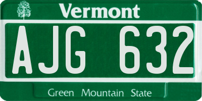 VT license plate AJG632