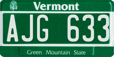 VT license plate AJG633