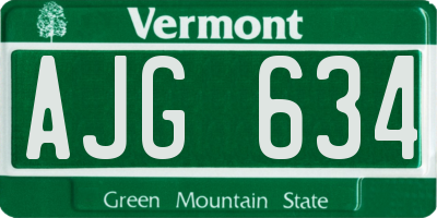 VT license plate AJG634