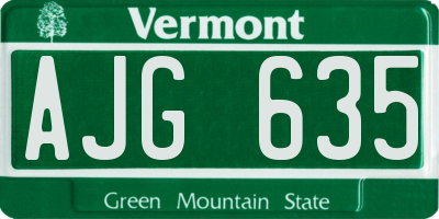 VT license plate AJG635