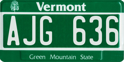 VT license plate AJG636