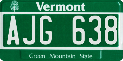VT license plate AJG638