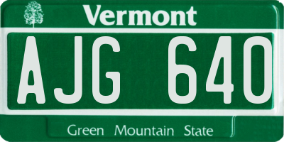 VT license plate AJG640