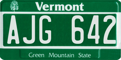 VT license plate AJG642