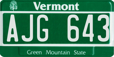 VT license plate AJG643