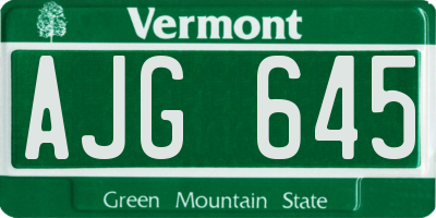 VT license plate AJG645