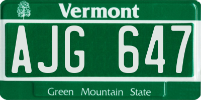 VT license plate AJG647