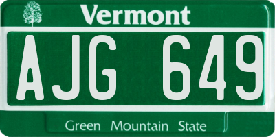 VT license plate AJG649