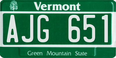 VT license plate AJG651