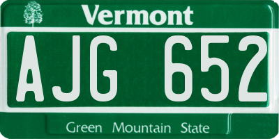 VT license plate AJG652