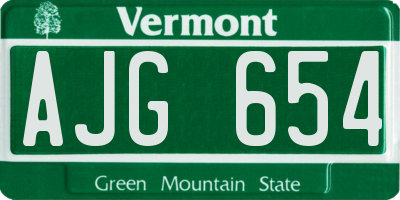 VT license plate AJG654