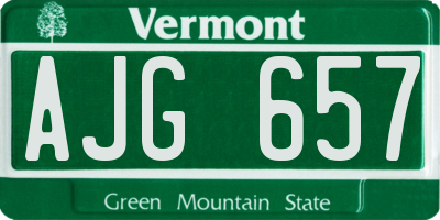 VT license plate AJG657