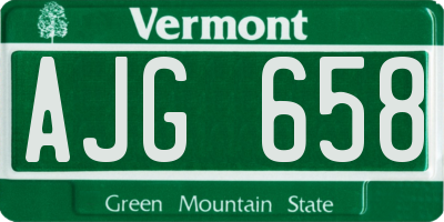 VT license plate AJG658