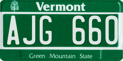 VT license plate AJG660