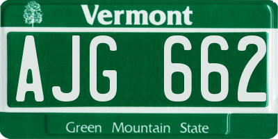 VT license plate AJG662