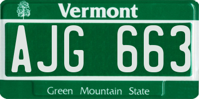 VT license plate AJG663