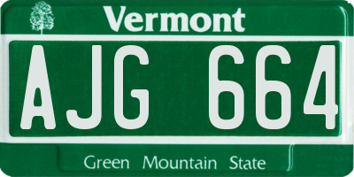 VT license plate AJG664