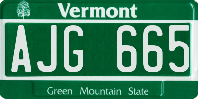 VT license plate AJG665