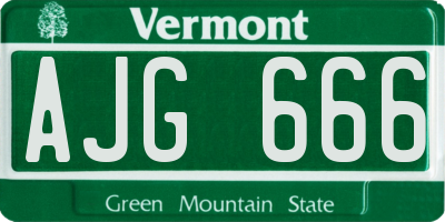 VT license plate AJG666