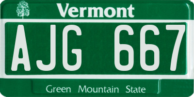 VT license plate AJG667