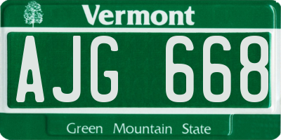 VT license plate AJG668