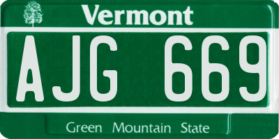VT license plate AJG669