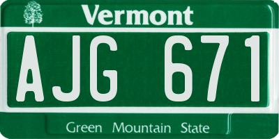 VT license plate AJG671