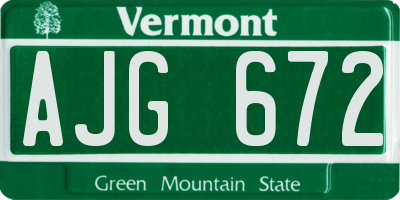VT license plate AJG672
