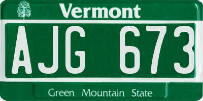 VT license plate AJG673