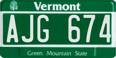 VT license plate AJG674