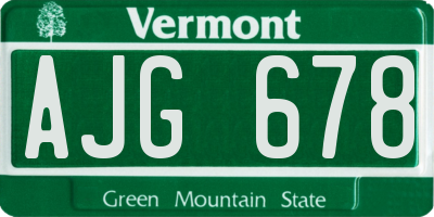 VT license plate AJG678